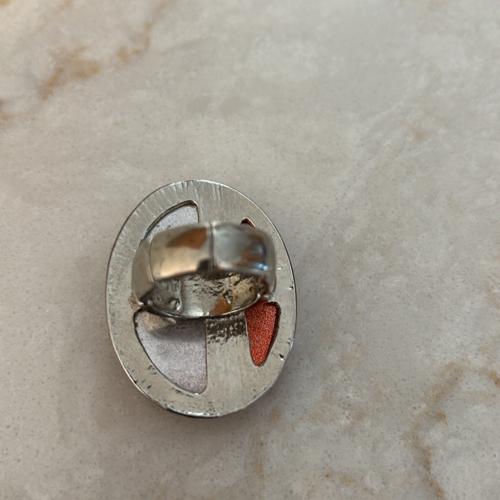Elastic silver red and purple ring - Picture 2 of 6